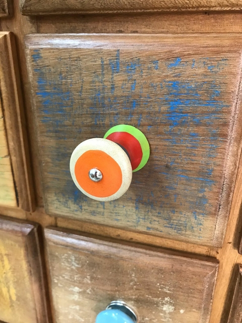 Puxador Madeira Cilindro Colorido