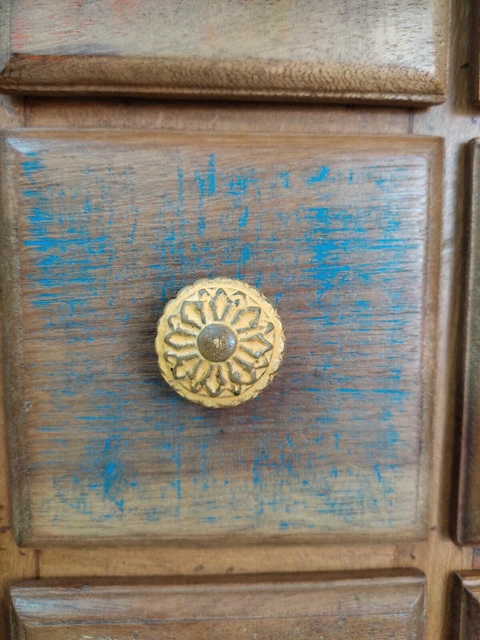 Puxador Ferro Flor Amarelo Antigo