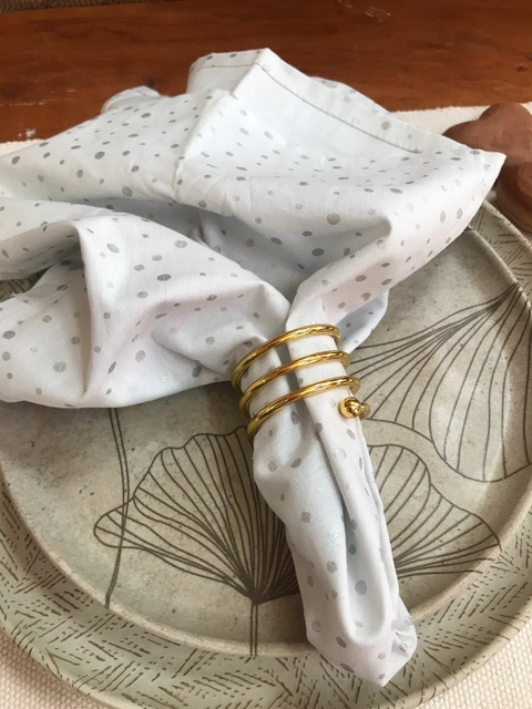 Guardanapo Branco com Poá Prata