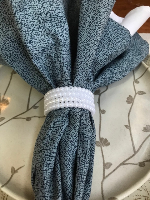 Anel Porta-Guardanapo Pérola Branca