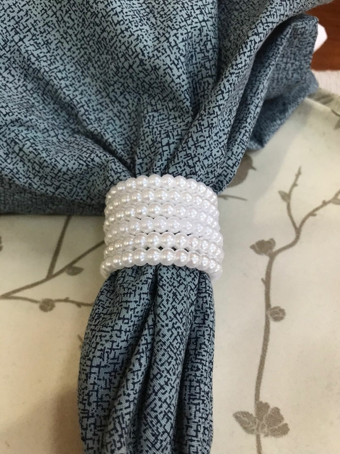Anel Porta-Guardanapo Pérolas com 6 Aneis