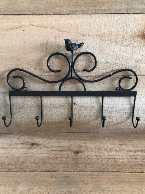 Ganchos com Passarinhos em Ferro Marrom