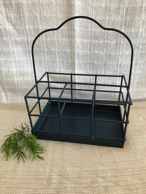 Cesta Azul Porta Talher e Tempero