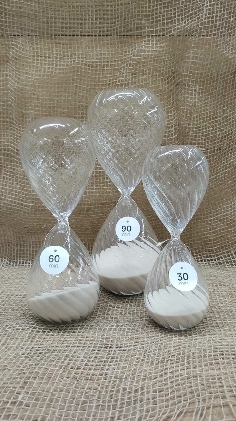 Ampulheta em Vidro e Areia em Vidro Rose