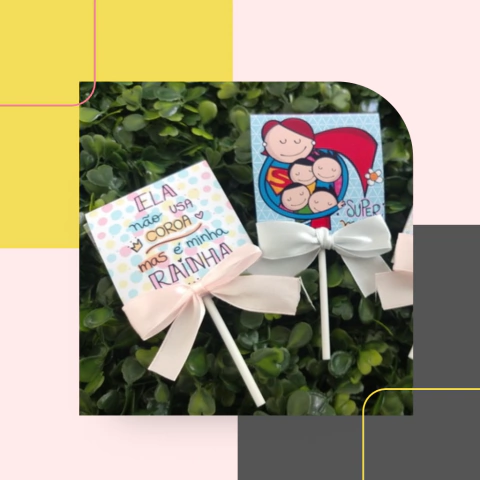 Pirulito com tag para Dia das Mães 30 unidades