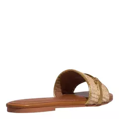 Rasteira Metalizada Bico Quadrado Tala Larga Dourado Santa Lolla - lburc