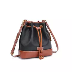 Bolsa Bucket Média Tramado preto Transversal Santa Lolla