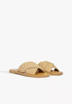Sandália Rasteira X Schutz Logo Bege - comprar online