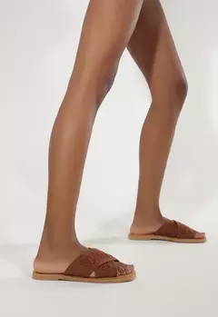 Sandália Rasteira X Schutz Logo Marrom - loja online