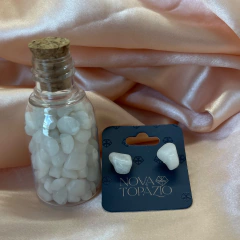 BRINCO PEDRA ROLADA AGARRADINHO- QUARTZO BRANCO - comprar online