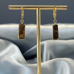 BRINCO TOQUINHO ARGOLINHA (OURO)- OLHO DE TIGRE
