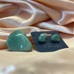 BRINCO PEDRA ROLADA AGARRADINHO- QUARTZO VERDE - comprar online