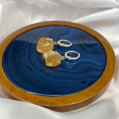 BRINCO PEDRA BRUTA ARGOLA (PRATA)- CITRINO - comprar online