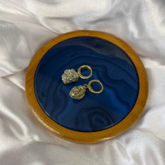 BRINCO PEDRA BRUTA ARGOLA (OURO)- PIRITA na internet