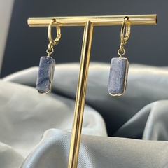 BRINCO TOQUINHO ARGOLINHA (OURO)- QUARTZO AZUL na internet