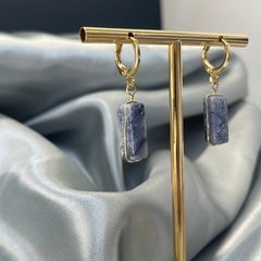 BRINCO TOQUINHO ARGOLINHA (OURO)- QUARTZO AZUL - loja online