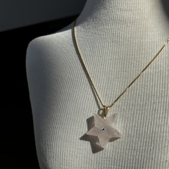 PINGENTE ESTRELA C/ STRASS- QUARTZO ROSA