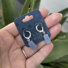 BRINCO TOQUINHO ARGOLINHA (PRATA)- QUARTZO AZUL