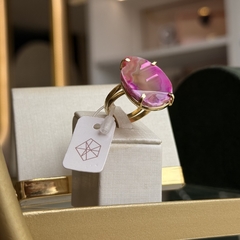 ANEL CHAPA DE ÁGATA (OURO)- ROSA na internet
