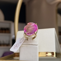 ANEL CHAPA DE ÁGATA (OURO)- ROSA - comprar online