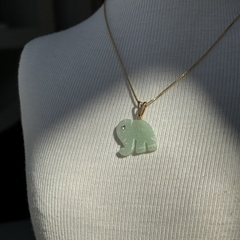 PINGENTE ELEFANTE (OURO)- QUARTZO VERDE - comprar online