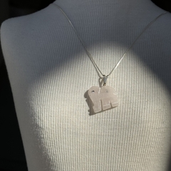 PINGENTE ELEFANTE (PRATA)- QUARTZO ROSA