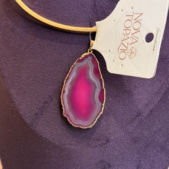 PINGENTE CHAPA DE ÁGATA (OURO)- ROSA na internet