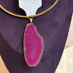 PINGENTE CHAPA DE ÁGATA (OURO)- ROSA na internet