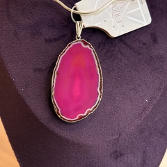 PINGENTE CHAPA DE ÁGATA (PRATA)- ROSA na internet