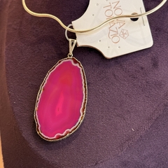 PINGENTE CHAPA DE ÁGATA (PRATA)- ROSA - comprar online