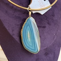 PINGENTE CHAPA DE ÁGATA (OURO)- VERDE - comprar online
