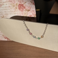 PULSEIRA PRATA 925 - TREVOS COLORIDOS - Nova Topázio