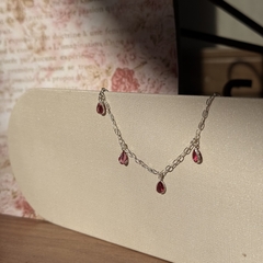 PULSEIRA PRATA 925 - GOTAS FUCHSIA na internet