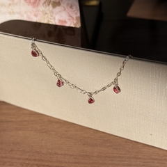 PULSEIRA PRATA 925 - GOTAS FUCHSIA - Nova Topázio