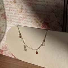 PULSEIRA PRATA 925 - GOTA VAZADA GOTA ZIRCONIA RUBI - comprar online