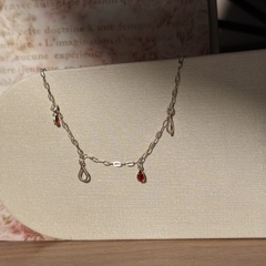 PULSEIRA PRATA 925 - GOTA VAZADA GOTA ZIRCONIA RUBI na internet