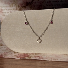 PULSEIRA PRATA 925 - CORAÇÃO VAZADO+ CORAÇÕES ROUGE - comprar online