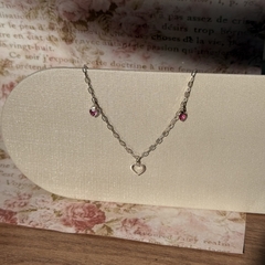 PULSEIRA PRATA 925 - CORAÇÃO VAZADO+ CORAÇÕES ROUGE - Nova Topázio