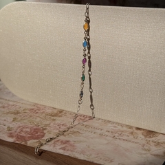 PULSEIRA PRATA 925 - NAVETE COLORIDO SEG - Nova Topázio