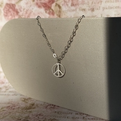 PULSEIRA PRATA 925 - MEDALHA VAZADA PAZ E AMOR - comprar online
