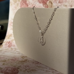 PULSEIRA PRATA 925 - MEDALHA VAZADA PAZ E AMOR - Nova Topázio
