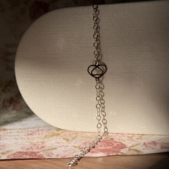 PULSEIRA PRATA 925 - CORAÇÃO + INVERTIDO