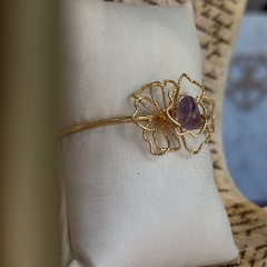 BRACELETE FLOR AMETISTA (OURO) - Nova Topázio