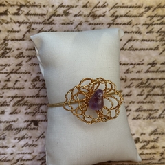 BRACELETE FLOR AMETISTA 2 (OURO) - Nova Topázio