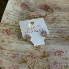 Imagem do BRINCO GOTA 7X10 ROSA (OURO)