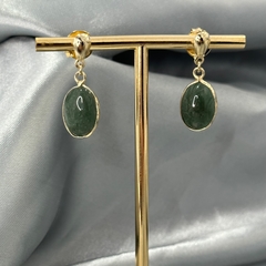 BRINCO CABOCHÃO 10X14 NO CANEVÃO- QUARTZO VERDE