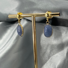 BRINCO CABOCHÃO 10X14 NO CANEVÃO- QUARTZO AZUL - comprar online