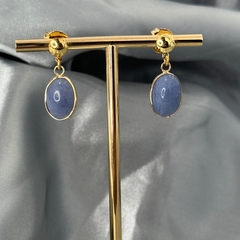 BRINCO CABOCHÃO 10X14 NO CANEVÃO- QUARTZO AZUL