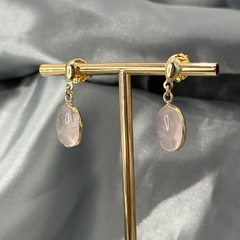 BRINCO CABOCHÃO 10X14 NO CANEVÃO- QUARTZO ROSA - comprar online
