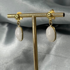 BRINCO CABOCHÃO 10X14 NO CANEVÃO- QUARTZO BRANCO